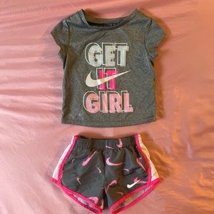 Toddler 2t Nike pink outfit shorts shirt dri fit 24 months